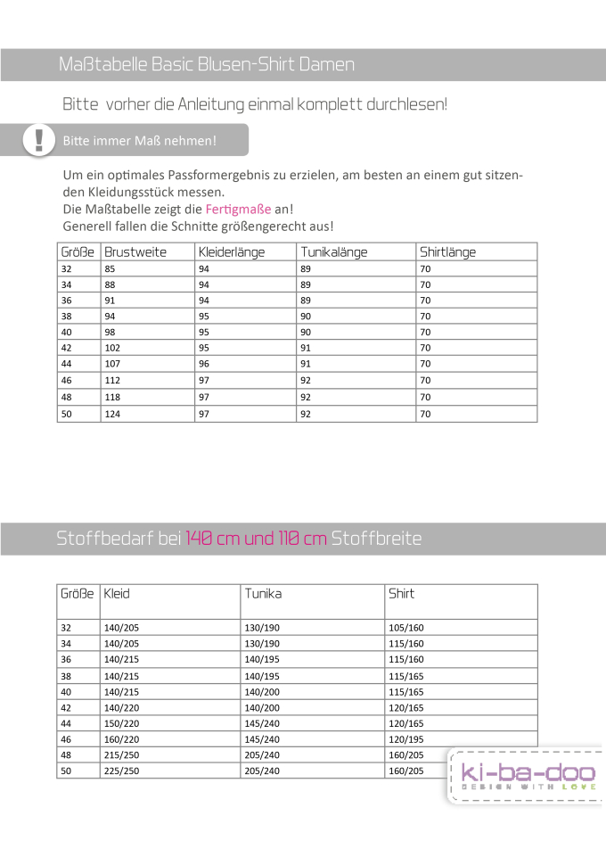 E-Book Ki-Ba-Doo Basic Blouse-Shirt Woman, Duits