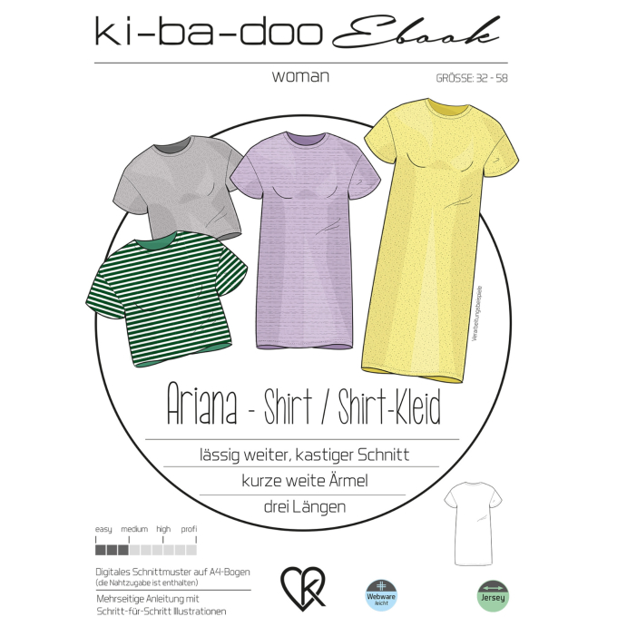 Ebook patron t-shirt / robe femme Ariana Ki-Ba-Doo, en allemand