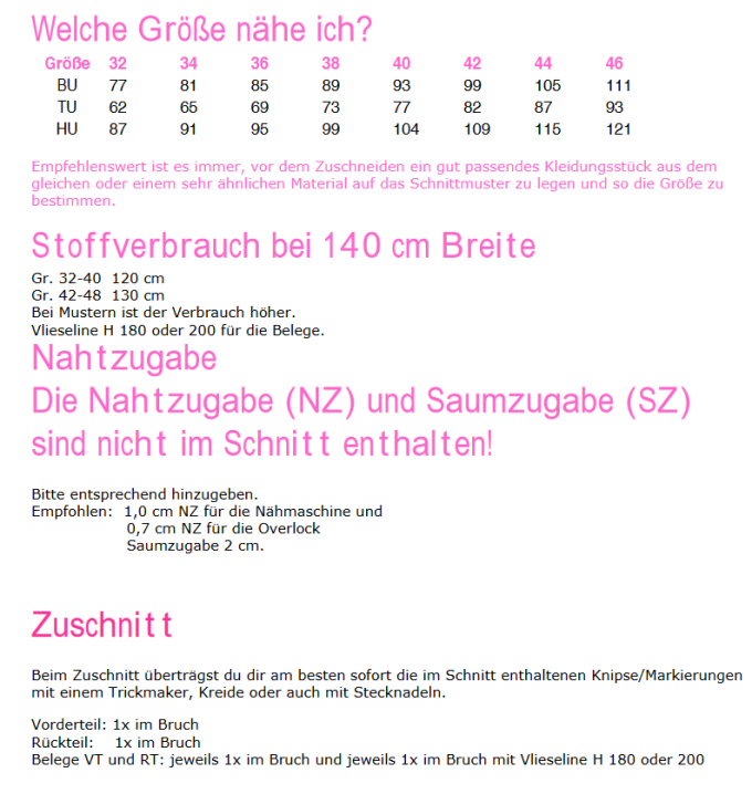 Ebook patron blouse femme Sontje Küstenschnitt, en allemand