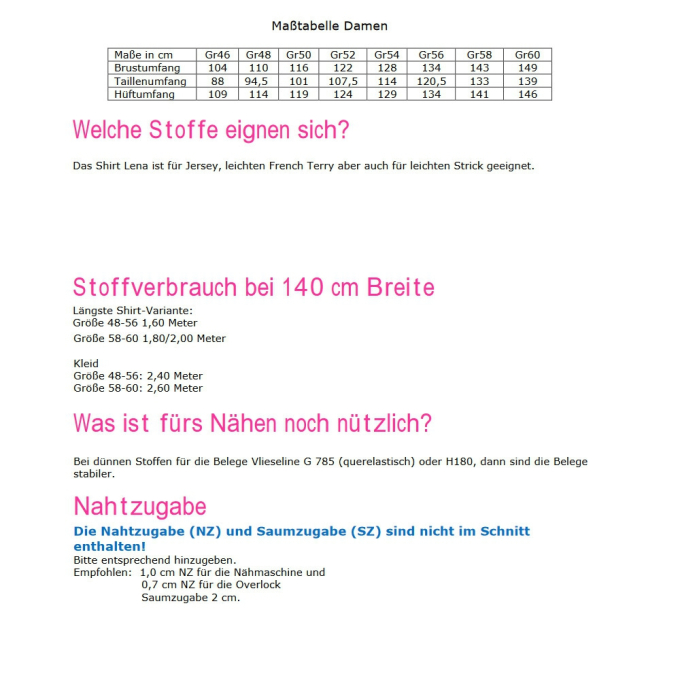 E-Book Küstenschnitt Damesjurk/Shirt Lena Curvy, duits