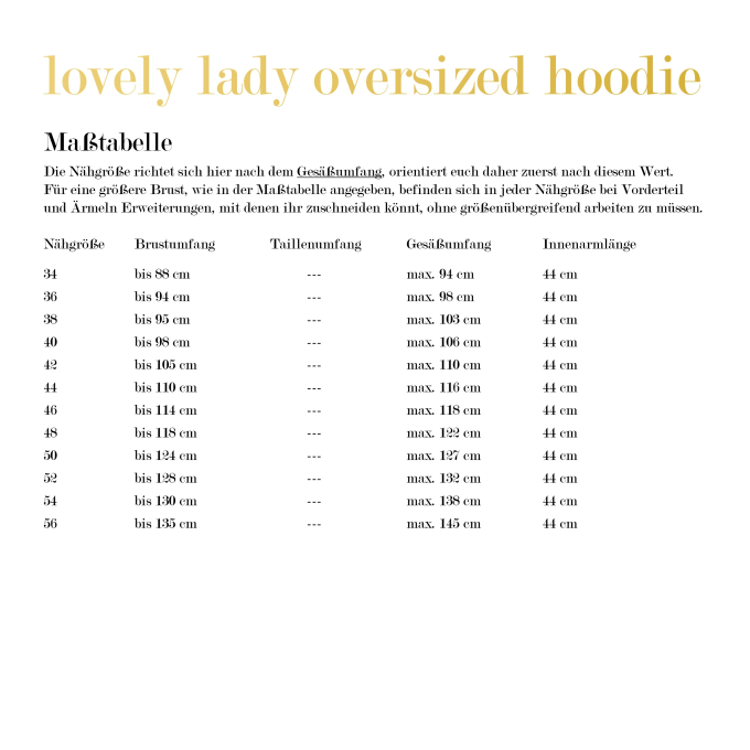 Patron sweat-shirt oversize femme pdf Lovely Lady LovelySewDesign, A0/vidéoprojecteur, en allemand