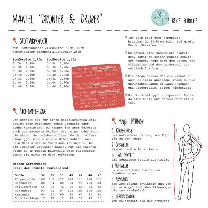 Ebook patron Supplément longue veste pour manteau femme 