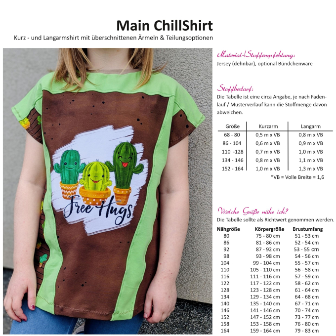 Patron t-shirt enfant pdf Main ChillShirt MainZwillingsnadel, en allemand