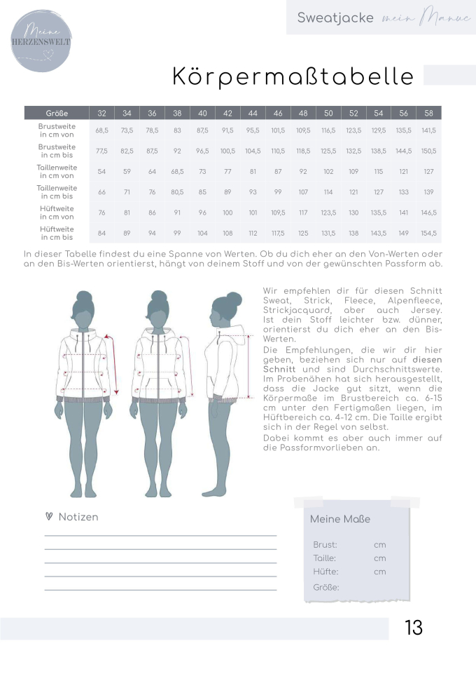 E-book Meine Herzenswelt Damen Sweatjacke Mein Manuc, Duits