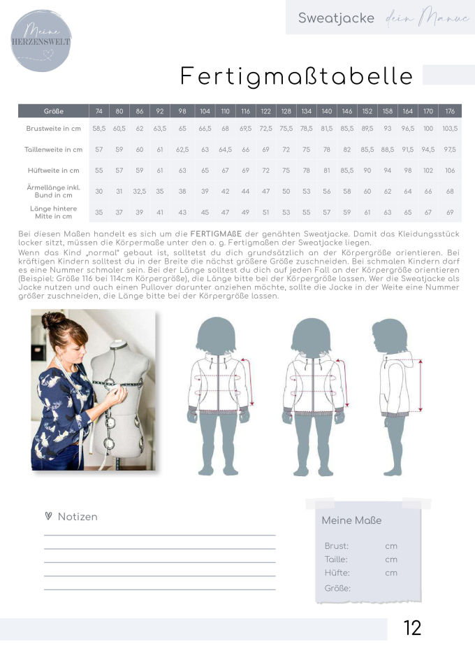 E-Book patron sweatjacke enfant Dein Manuc Meine Herzenswelt, en allemand