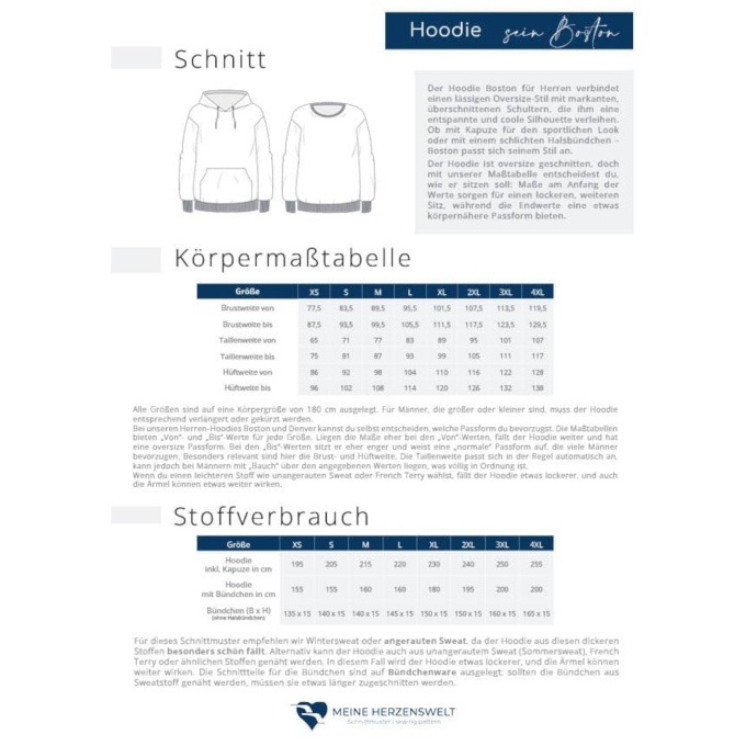 E-book Meine Herzenswelt Hoodie Boston Men, Duits