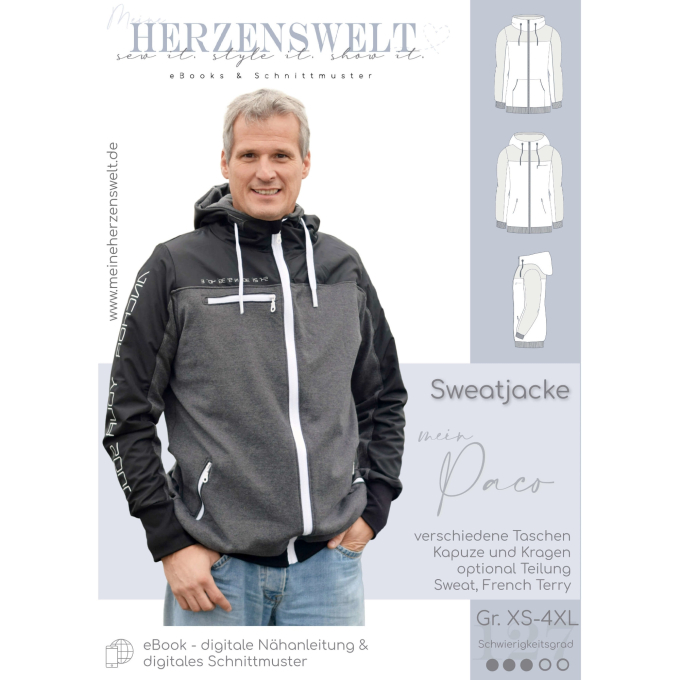 Hemmers Stoffe E-Book #127 Herzenswelt Meine Herren | Paco Sweatjacke