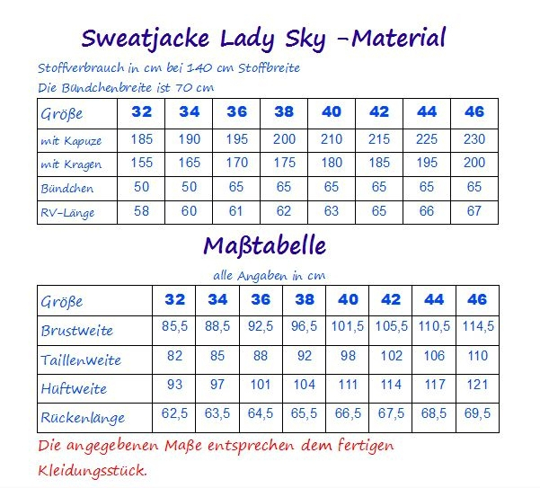 E-Book Mialuna Damen Sweatjacke Lady Sky, en allemand
