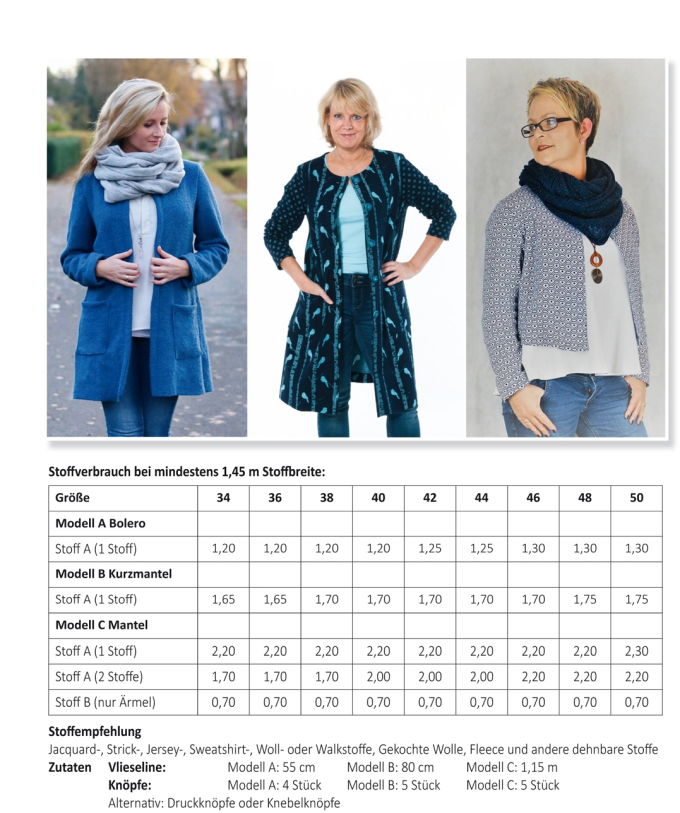 E-Book Miou Miou Bolero veste / manteaux Danielle, en allemand