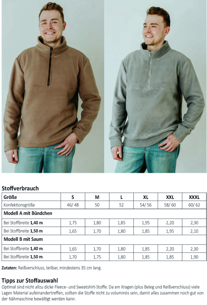Patron sweat-shirt homme pdf Corvin Miou Miou, en allemand