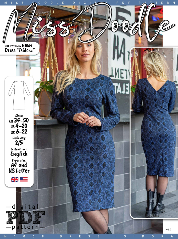 Patron robe femme pdf Margot Miss Doodle H1069, en français