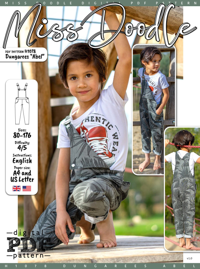Patron salopette enfant pdf Abel Miss Doodle, en français