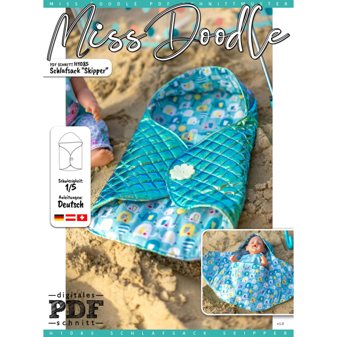 Patron sac de couchage pour poupée pdf Skipper Miss Doodle H1085, en français