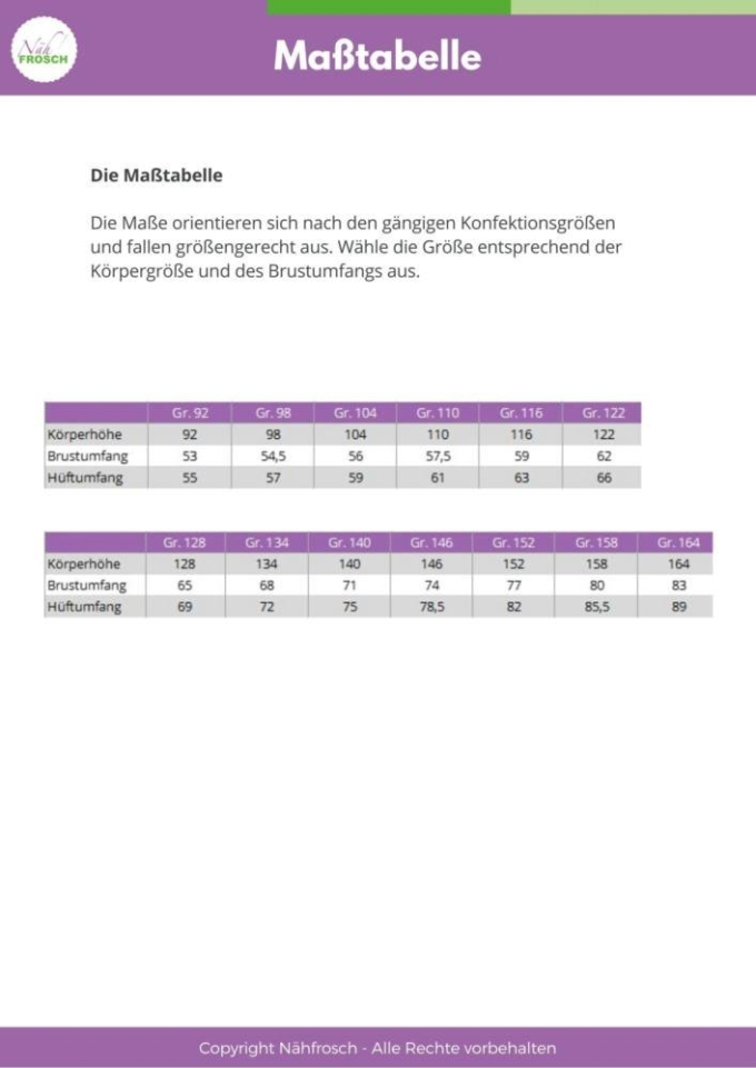 Ebook patron veste enfant CUACA Nähfrosch, en allemand