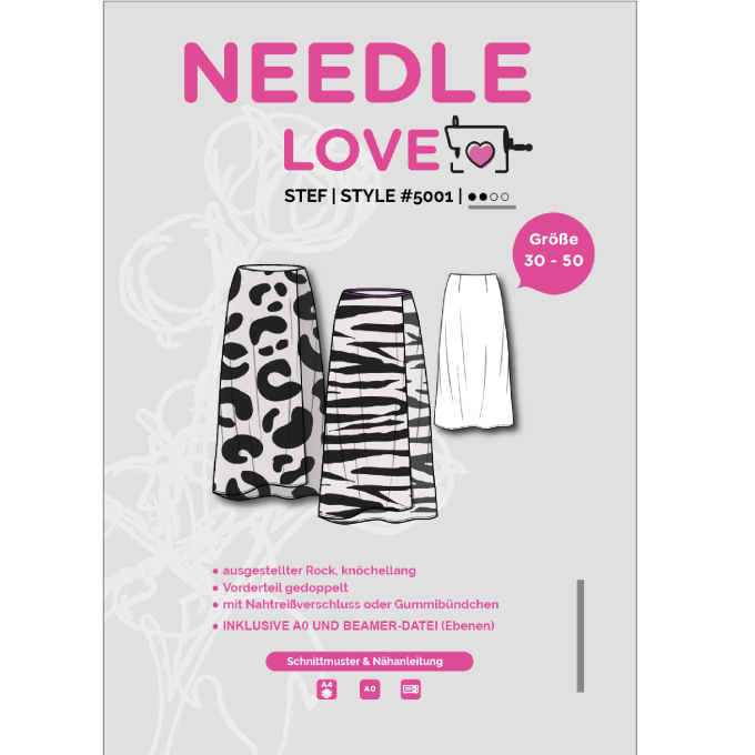 E-Book patron Needle Love Rock STEFskirt, en allemand