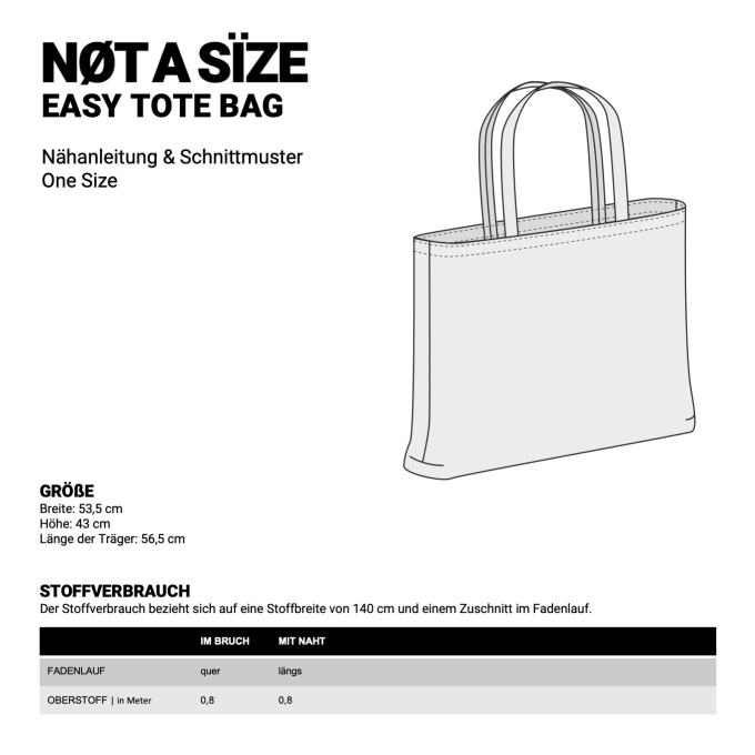 E-book NØT A SÏZE Easy Tote Bag, Duits