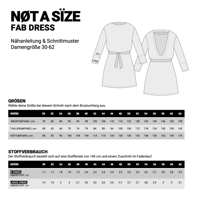 Patron robe femme pdf Fab pdf NØT A SÏZE, en allemand