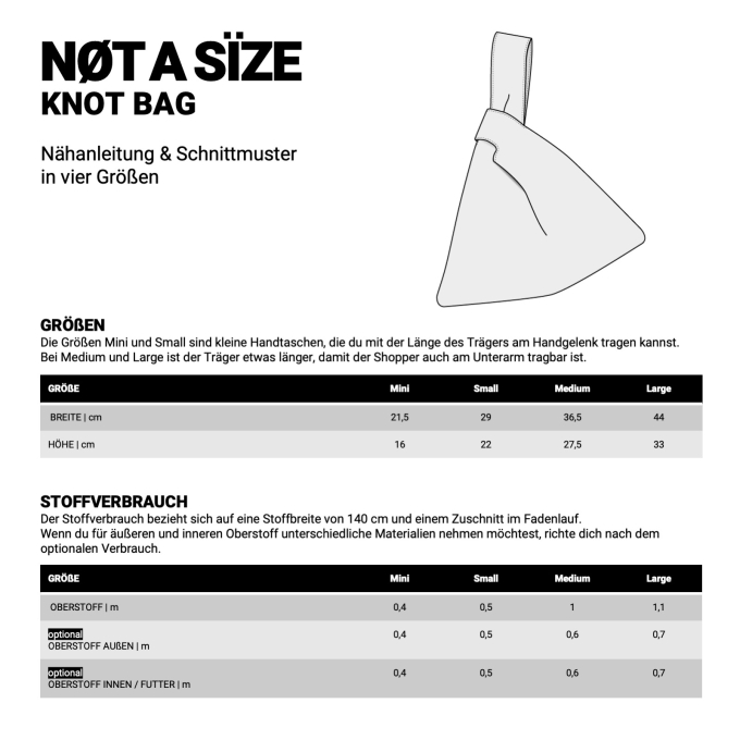 E-Book NØT A SÏZE Knot Bag, Duits