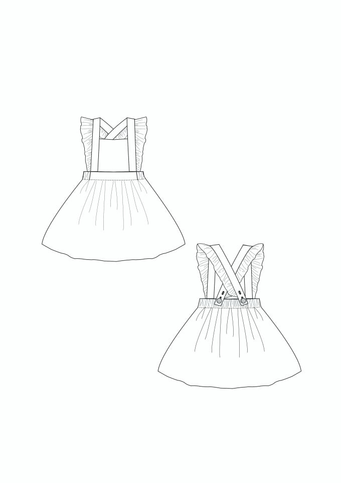 E-Book Patternforkids Latzkleid/Latzrock mit Rüschen im Vintage-Stil „ Livia“