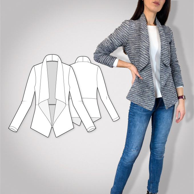 Patron veste femme pdf Viola PrimaRimma, en allemand et anglais