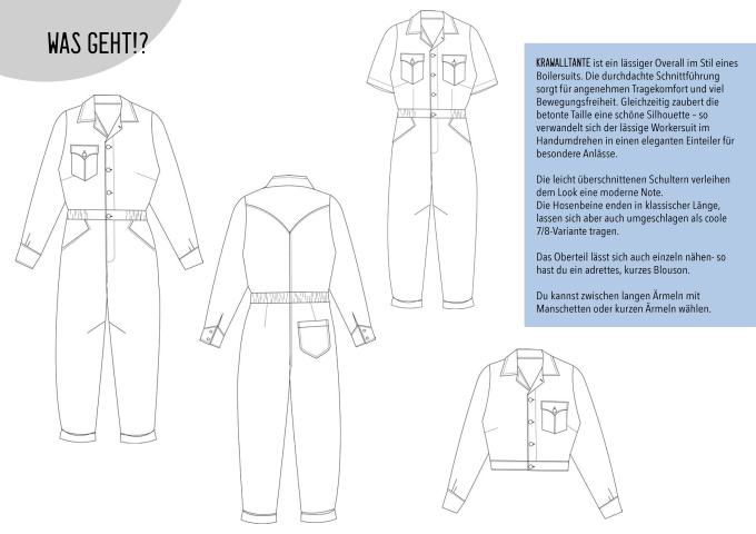 Patron boilersuit / blouson femme Krawalltante Rabaukowitsch, en allemand