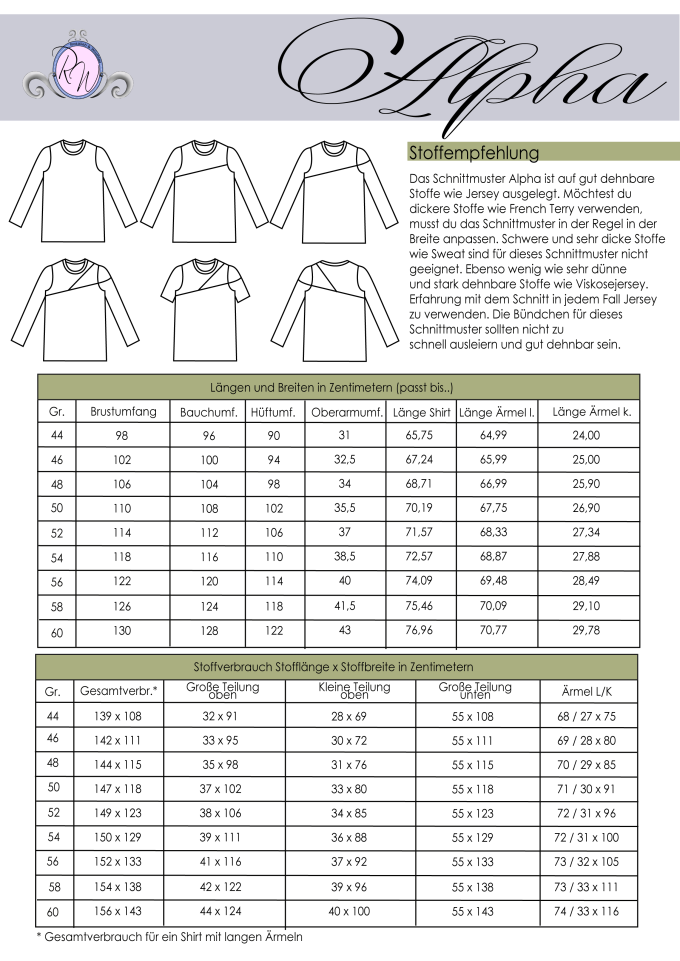 E-book Rosalieb & Wildblau Basicshirt Men Alpha, Duits
