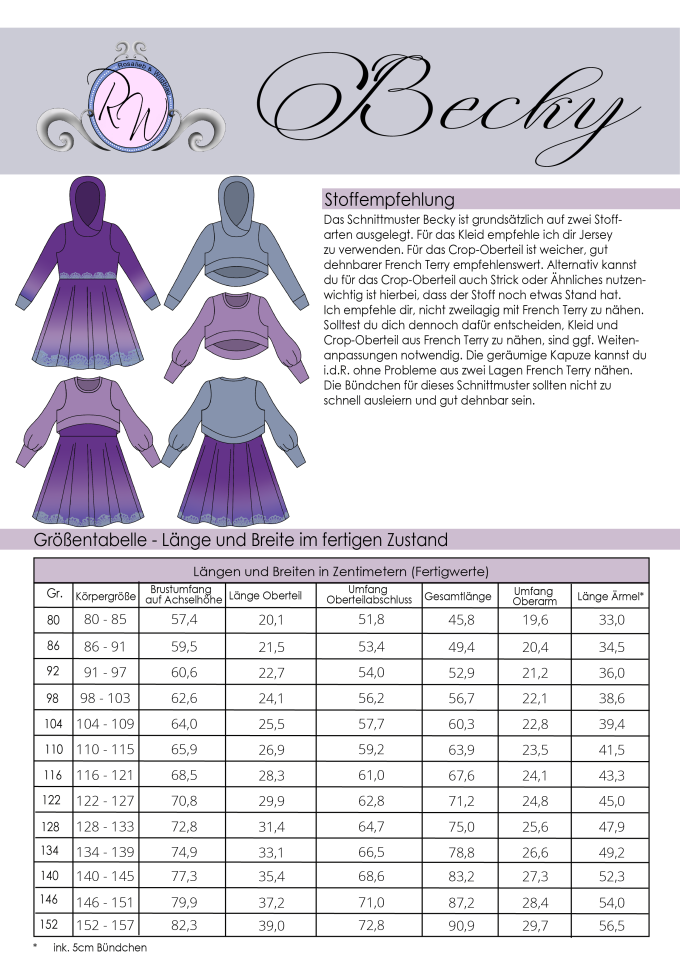E-Book Rosalieb & Wildblau Crop-Top / Dress Kids Becky, german