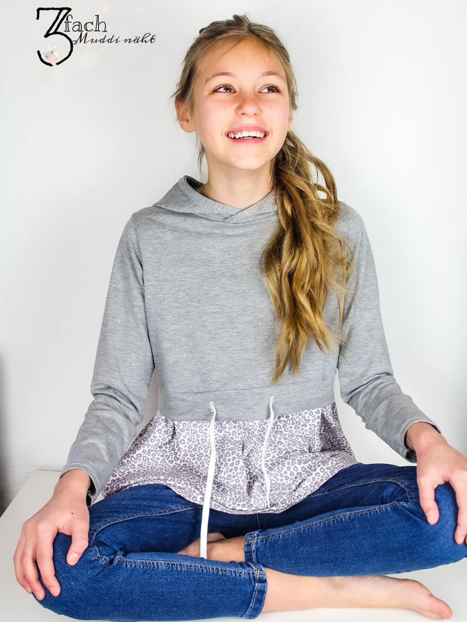 Ebook patron supplément sweat long enfant Girly Schleiferlwerk, taille 110- 158, en allemand