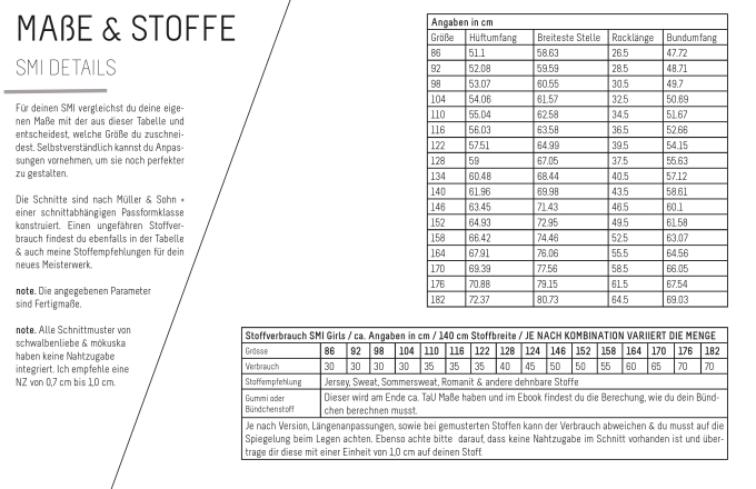 Ebook patron jupe enfant SMI Schwalbenliebe, en allemand