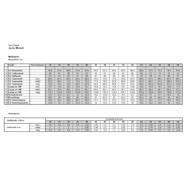 E-Book Sew Simple Jacket Monett, german