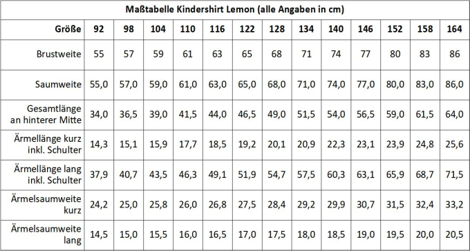 E-book Sew Simple Kinder-Raglanshirt Lemon slim, Duits