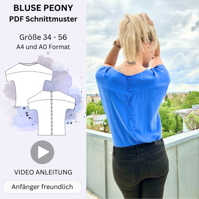 Patron blouse femme pdf Peony Sew4Me, en allemand