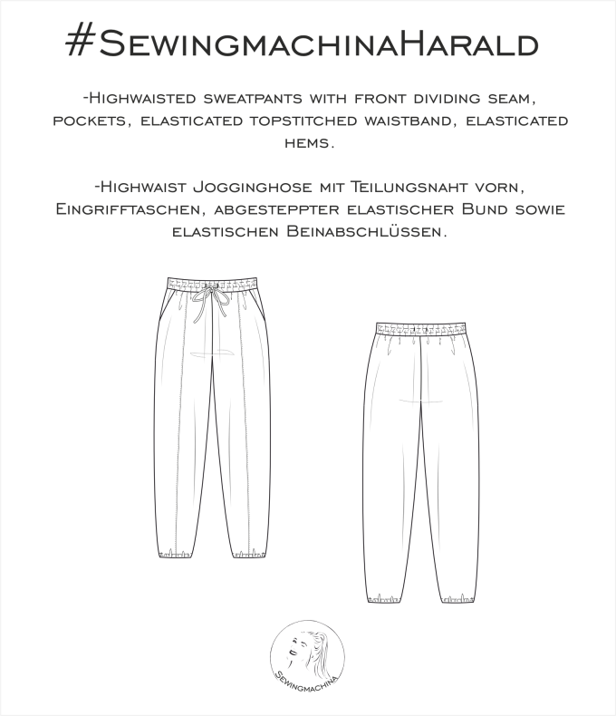 Patron pantalon de jogging femme pdf Harald Sewingmachina, en allemand & en anglais