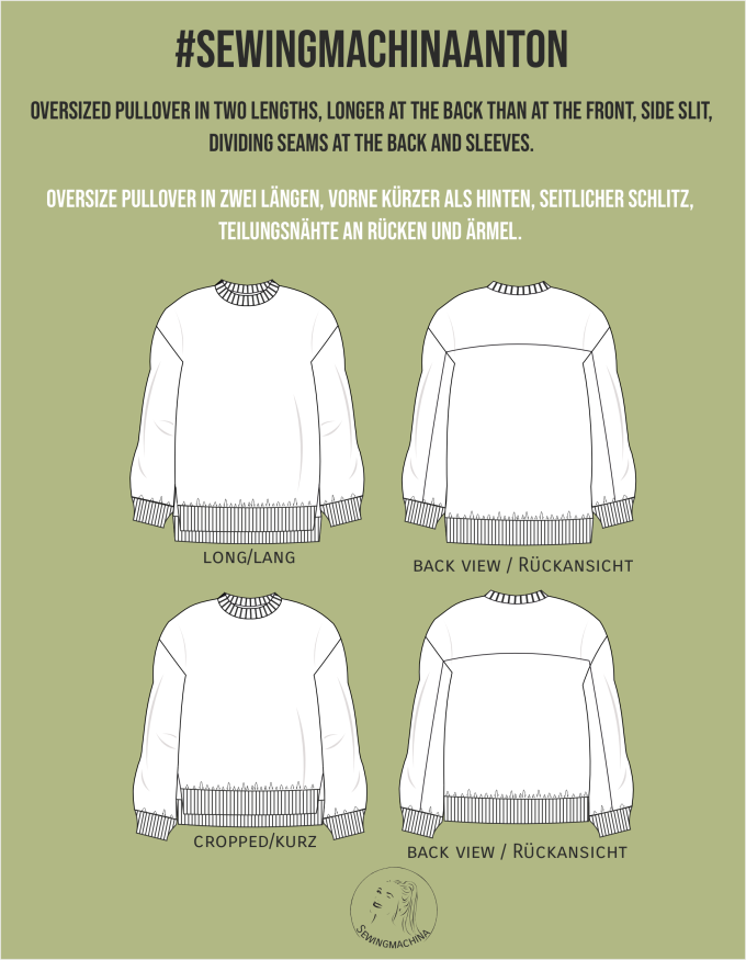 E-book Sewingmachina Oversize Pullover Anton, Duits en Engels