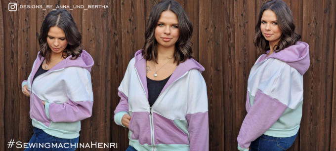 Patron veste sweat femme pdf Henri Sewingmachina, en allemand & en anglais