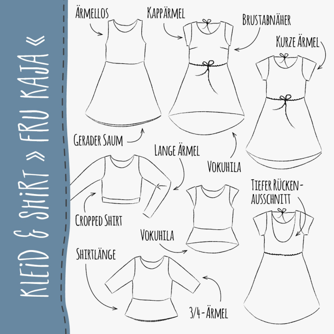 Patron robe & t-shirt femme pdf Fru Kaja Snygges, en allemand
