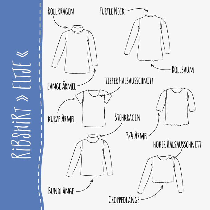 Patron t-shirt enfant pdf Eltje Snygges, en allemand