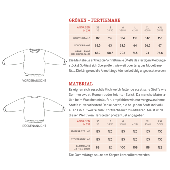 Patron sweat-shirt femme Mme Luna Studio Schnittreif, en allemand