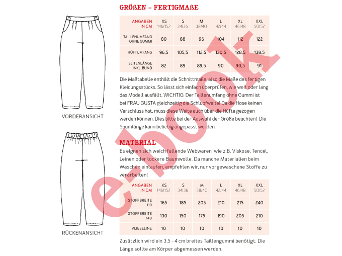 E-Book Studio Schnittreif Frau Gusta - Hose im egg-shape mit Falten am Gummibund, german