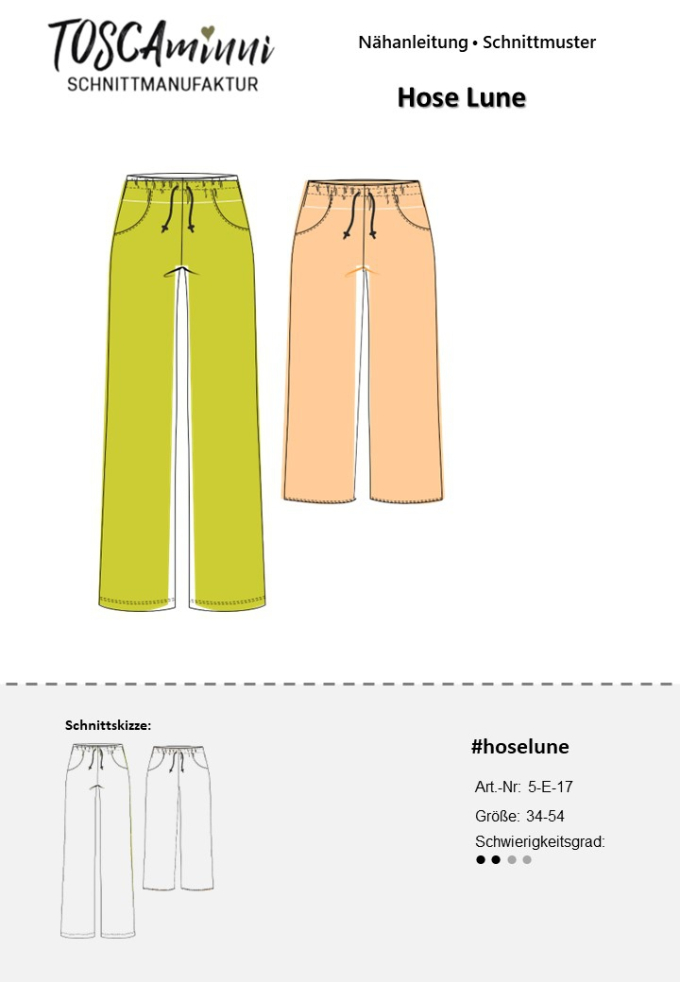 E-book TOSCAminni Schnittmanufaktur Dames Broek Lune, Duits
