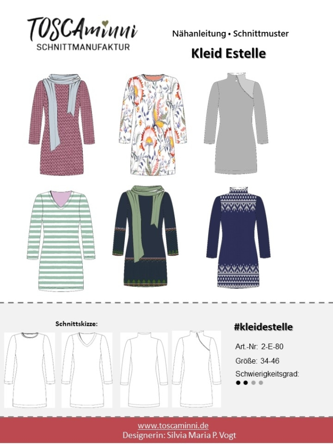 Patron robe femme pdf Estelle TOSCAminni Schnittmanufaktur, en francais