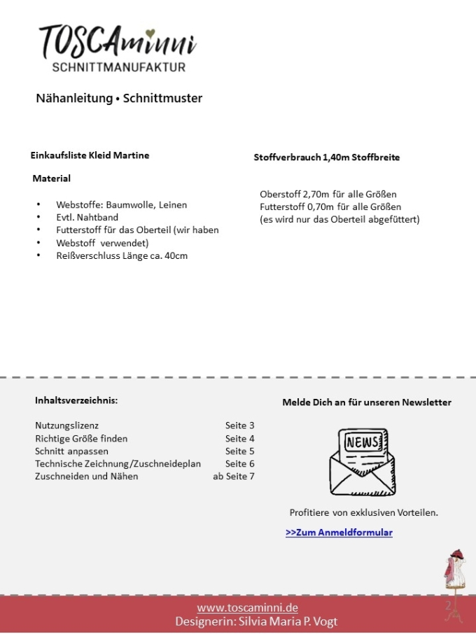 E-Book TOSCAminni Schnittmanufaktur Damen Kleid Martine
