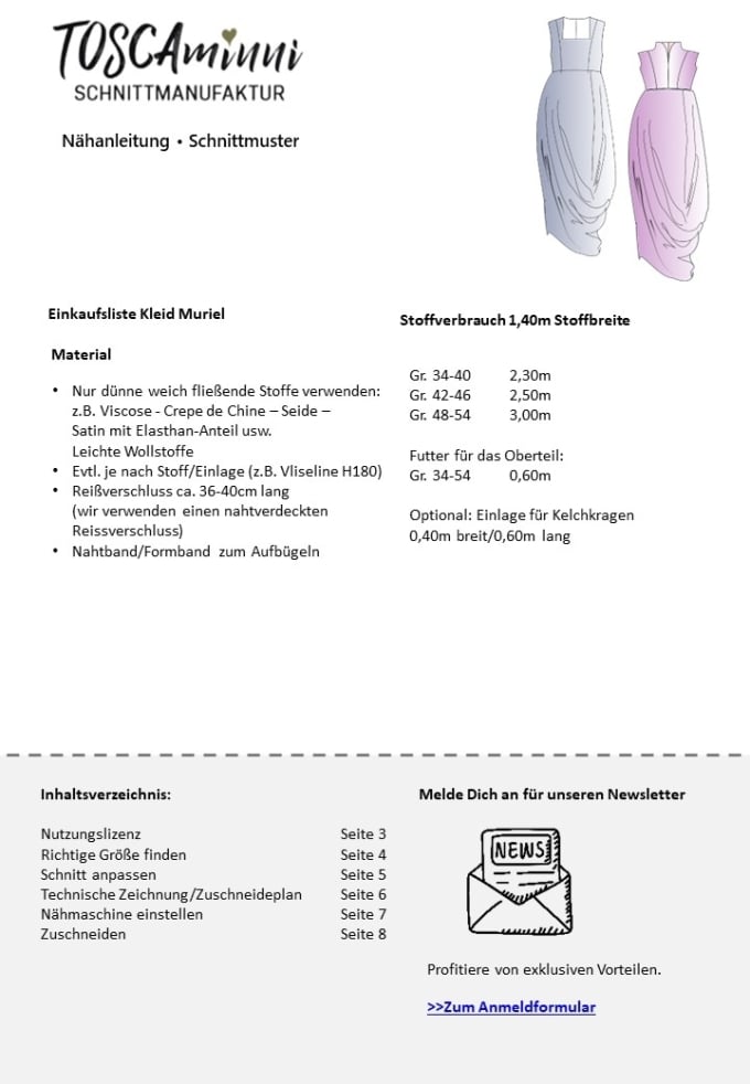 E-Book TOSCAminni Schnittmanufaktur Damen Kleid Muriel