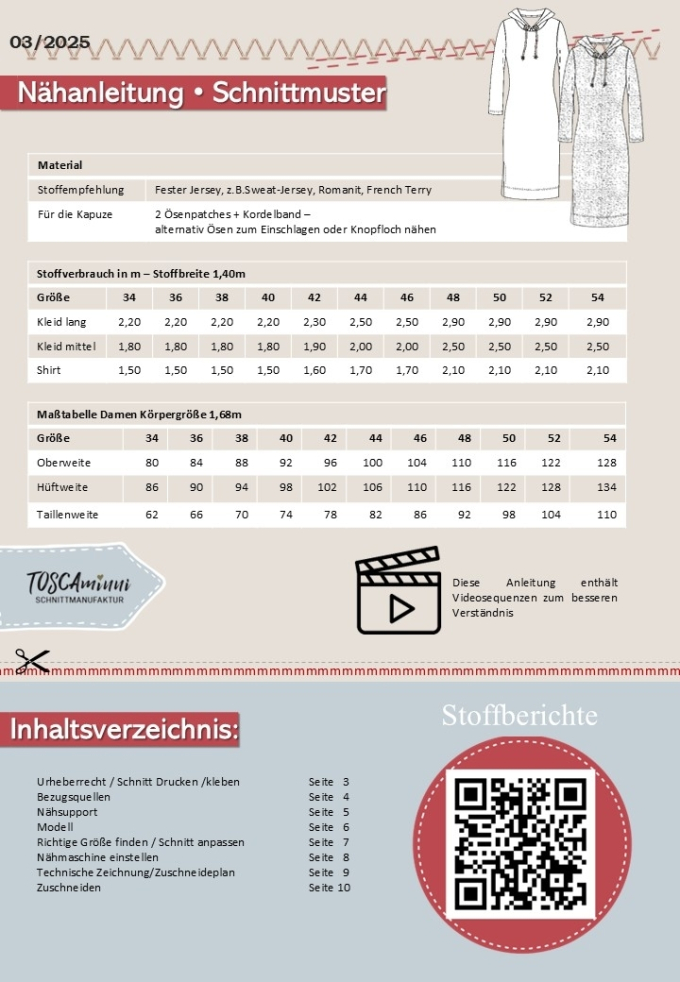 E-Book TOSCAminni Schnittmanufaktur Damen Kleid Vicky