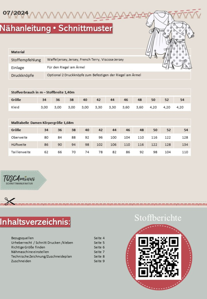 E-Book TOSCAminni Schnittmanufaktur Damen Jerseykleid Anastasia
