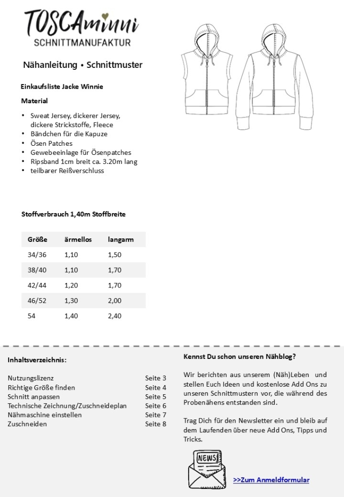 E-Book TOSCAminni Schnittmanufaktur Damenjacke / Weste Winnie