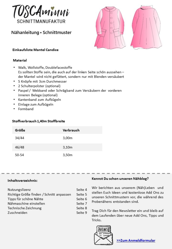 E-Book TOSCAminni Schnittmanufaktur Lady Jacket Candice, german