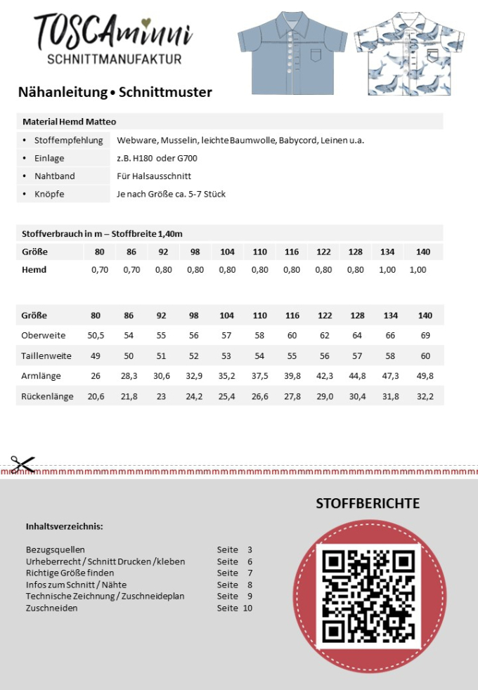 E-Book TOSCAminni Schnittmanufaktur Hemd Matteo, german
