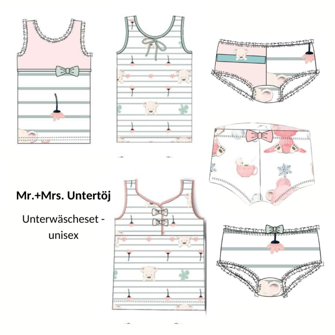 Patron sous-vêtements fille & garçon pdf Mr. & Mrs. Undertöj TOSCAminni Schnittmanufaktur, en allema