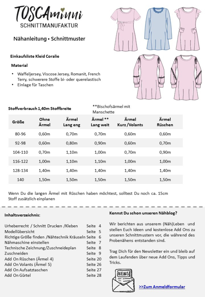 E-Book TOSCAminni Schnittmanufaktur Kinderkleid Coralie